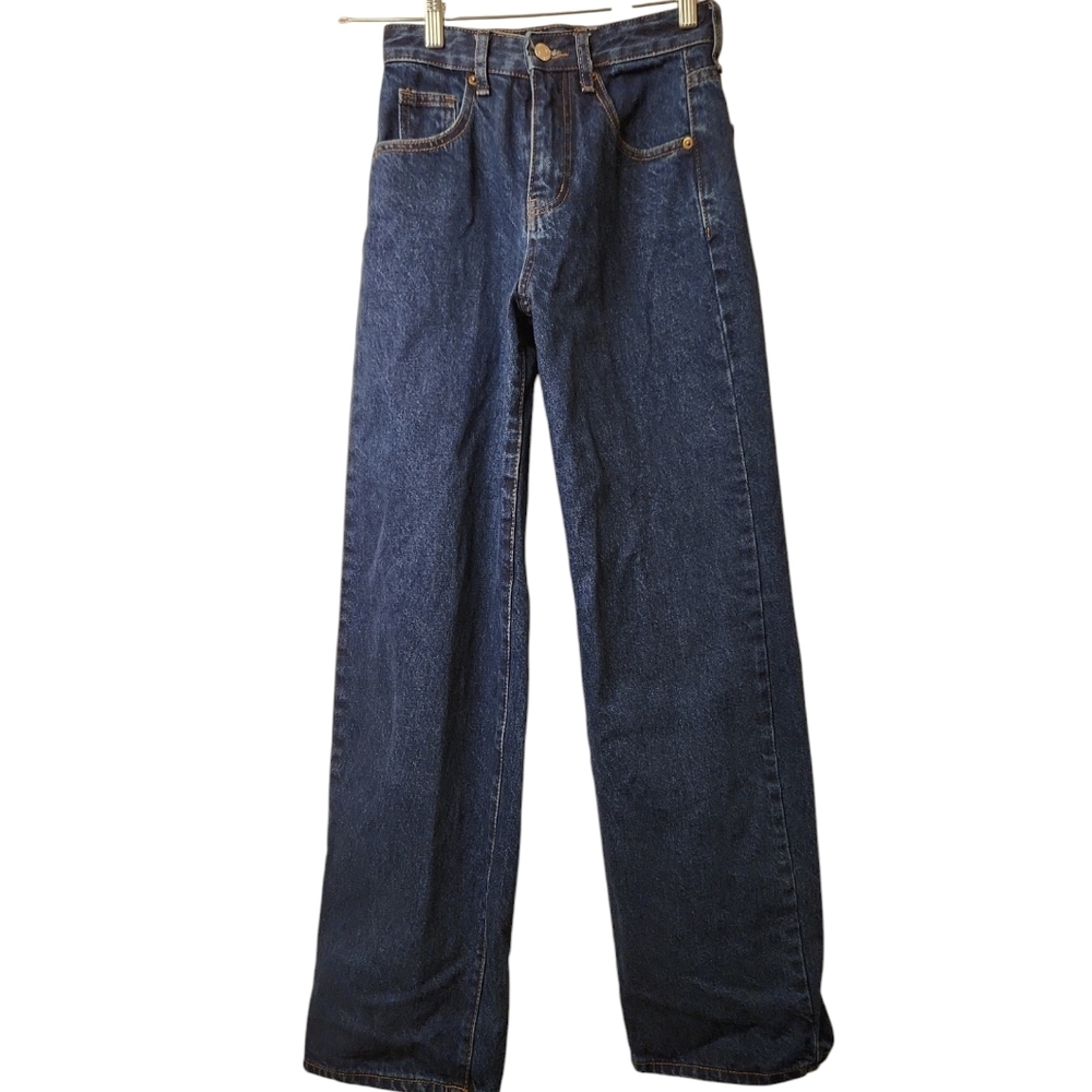 JustFab Women's High Waisted Wide Leg Zip Up Jeans Size 24